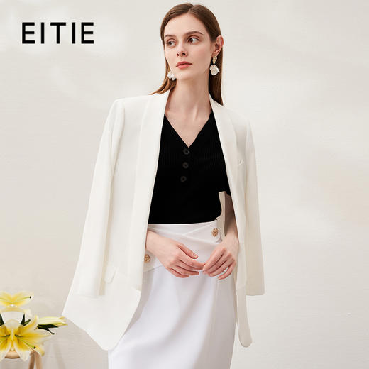 EITIE爱特爱春季新款宽松直筒精致白色大气通勤OL西装外套C2203008 商品图0