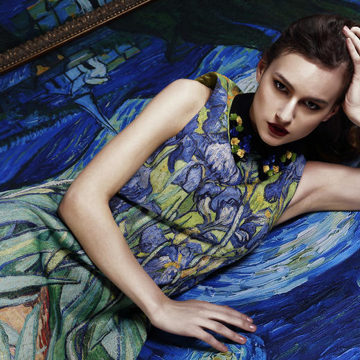 【伯妮斯茵】文艺复古印花设计短款无袖连衣裙  3S7441 商品图0