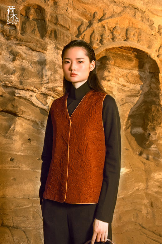 荷木HEMU绮彤·丝毛绗绣马甲 商品图0