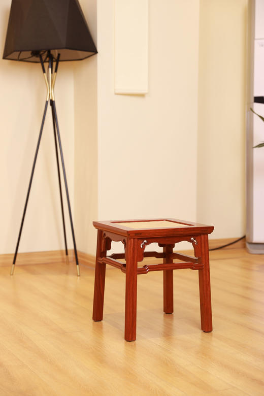 红桥红  家具严选  缅甸花梨(大果紫檀）  【38瓜棱腿方凳】 商品图1