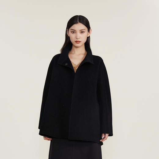 谜底绵羊毛呢大衣女2022冬季新款A型中长款绵呢子外套女224MD1585 商品图0
