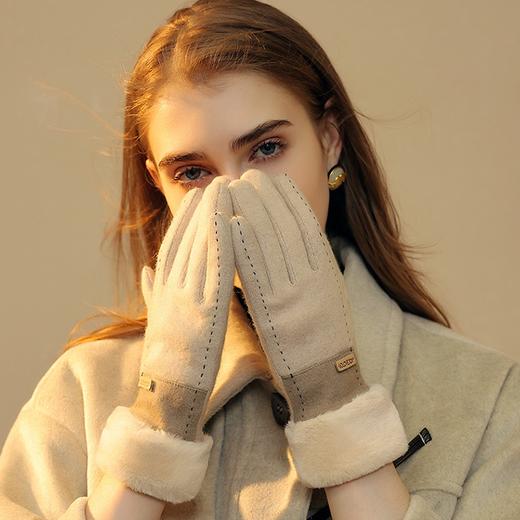 【羊绒小香触屏手套】冬季新款羊绒手套女士 户外小香风加绒加厚保暖手套防寒 商品图0