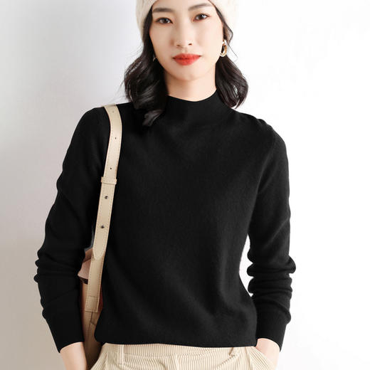 【拍2件99元】羊毛混纺2022秋冬女士半高领织衫毛衣 商品图3