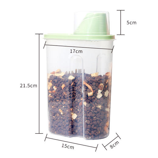 宠物储粮罐2.5L狗狗猫咪冻干零食储存 密封防潮 带刻度杯 商品图2