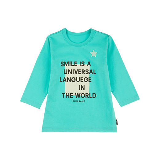 千趣会童装春秋男童宝宝时尚童趣印花棉质针织七分袖T恤上衣 商品图4