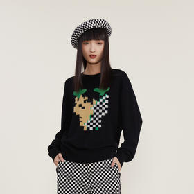 谜底2022冬季新款复古百搭套头毛针织衫女麋鹿图案毛衣224MZ1906