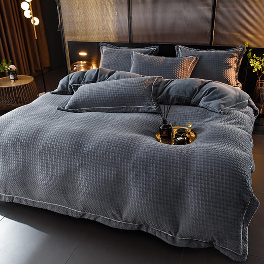 【御寒好物】220g华夫格加厚牛奶绒四件套 1.5/1.8米床笠床单套件 商品图10