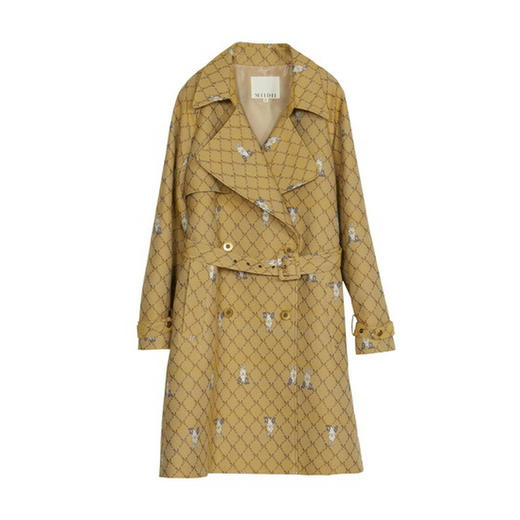 谜底风衣外套女22冬季新款复古提花双排扣中长款外套女224GE1731 商品图4