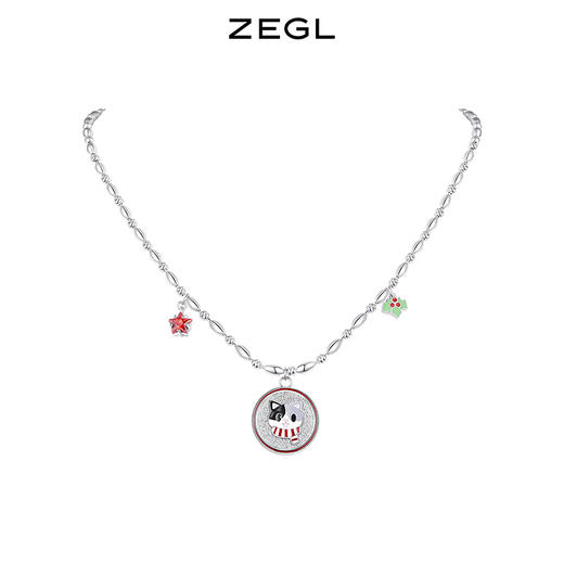 ZEGL设计师圣诞奇妙夜系列圆牌猫咪项链女生2022年新款可爱锁骨链 商品图0