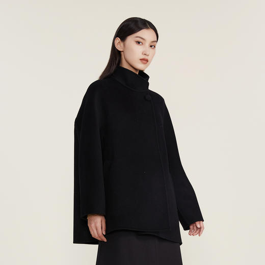 谜底绵羊毛呢大衣女2022冬季新款A型中长款绵呢子外套女224MD1585 商品图1