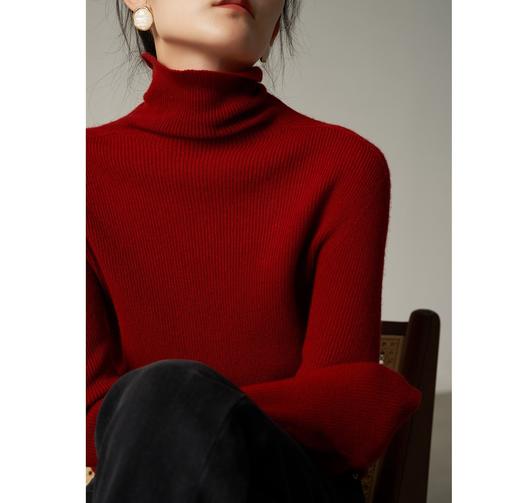 打底内搭叠穿 红色高领毛衣打底针织衫女kl18 商品图1