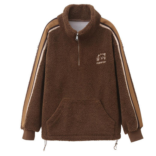 加绒立领卫衣，新款中年妈妈宽松大码保暖加厚休闲外套HR-93723 商品图4