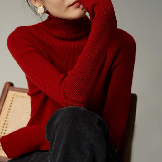 2023复古修身内搭上衣 高领无缝羊毛打底针织衫女秋冬季 DY 000 5588 商品图0