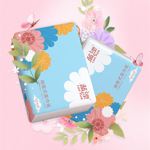 蓝漂竹浆白色50抽4层6包抽纸LP-26410 商品图4