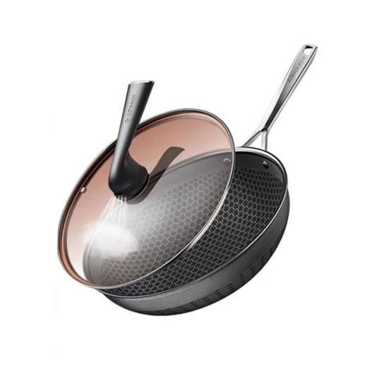 康巴赫炒锅不粘锅316L不锈钢炒菜锅旗舰款双全面屏蜂窝锅32cm少油烟电磁炉燃气灶通用 商品图0