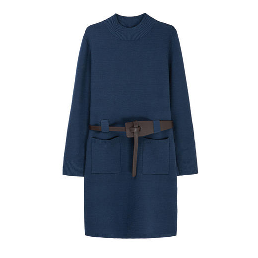 中长款配大衣的毛衣裙，遮屁股加绒加厚打底衫洋气内搭针织裙CC-22139 商品图1