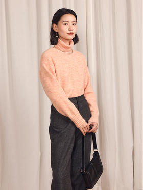 HeyDress法式高领毛衣女秋冬保暖针织衫可拆卸小众软糯短款上衣