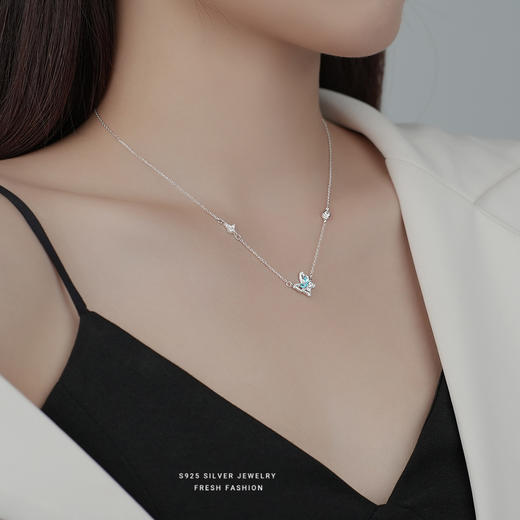【向南】S925银彩宝锆石蝴蝶项链【YXS-A2737】 商品图1