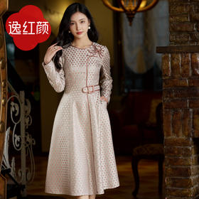 「荷珊」 中式轻礼服感连衣裙 ,提花面料,里外娇嫩