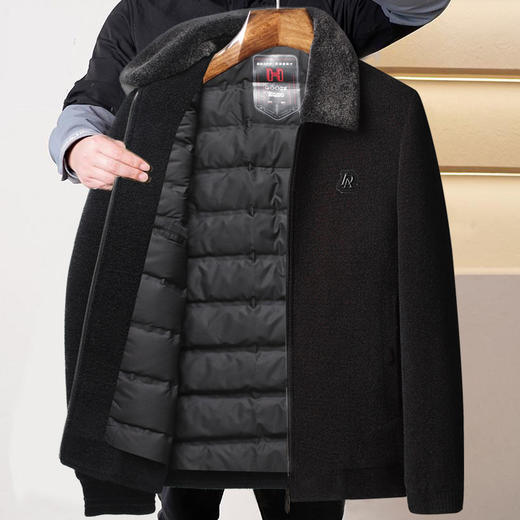 LXJ-YY9043爸爸棉衣雪尼尔中年男士棉袄服中老年人毛呢爷爷秋季冬装加厚外套 商品图1