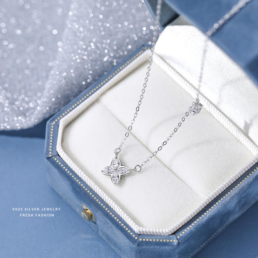 【寄风】S925银四叶草镶钻冷淡风项链【YXS-A1039】 商品图2