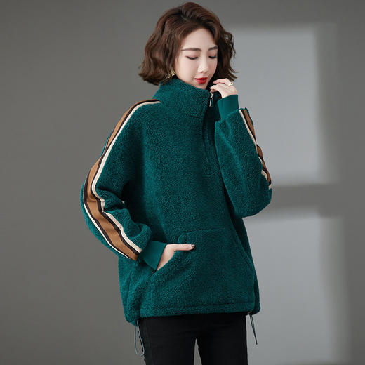 加绒立领卫衣，新款中年妈妈宽松大码保暖加厚休闲外套HR-93723 商品图6