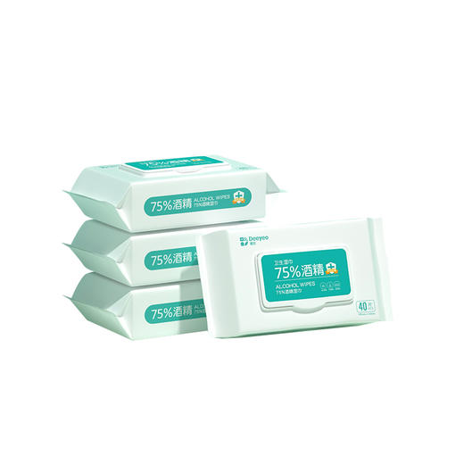 加厚大包装 德佑75度酒精消毒湿巾 家庭实惠大包装擦手消毒湿巾40抽4包/8包 商品图0