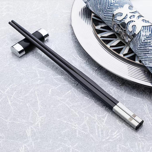 客满多银色六顺玎珰合金筷10双装轻奢福韵合金筷合金筷子 商品图3