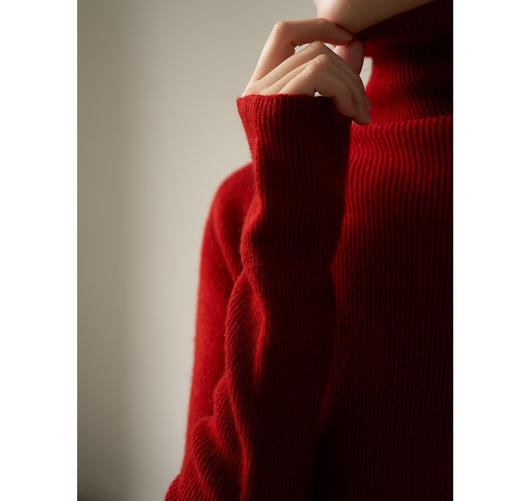 打底内搭叠穿 红色高领毛衣打底针织衫女kl18 商品图3