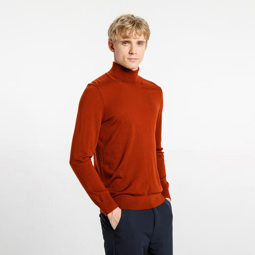 布兰施轻奢100%羊毛高领时髦百搭针织衫黑色毛衣 商品图1