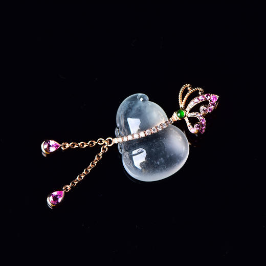 【福上添福】玻璃种白翡葫芦挂坠-GZ12203096 商品图2