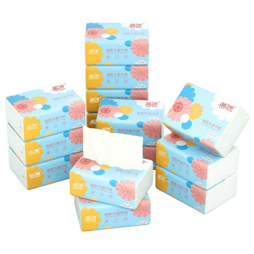 蓝漂竹浆白色50抽4层6包抽纸LP-26410 商品图1