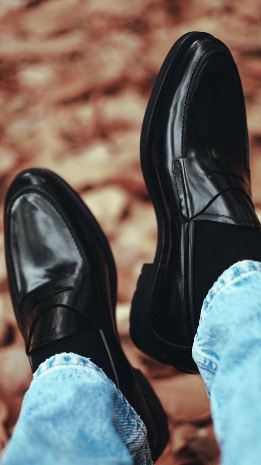 断码特价40码&44码——西班牙原产手工制作高品质男士乐福鞋丘吉尔CHURCHILL黑色（超轻舒适款） 商品图9