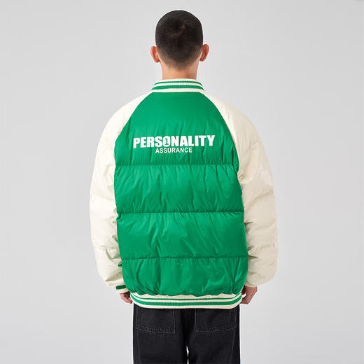 西遇羽绒服男款2023年冬季新款撞色拼接学院风棒球服V领插肩外套12122281 商品图3