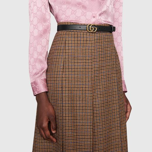 全新GUCCI 女士腰带/皮帶 寬2CM 11036  黑色牛皮雙G / 复古金色扣女士BELT腰带 商品图2