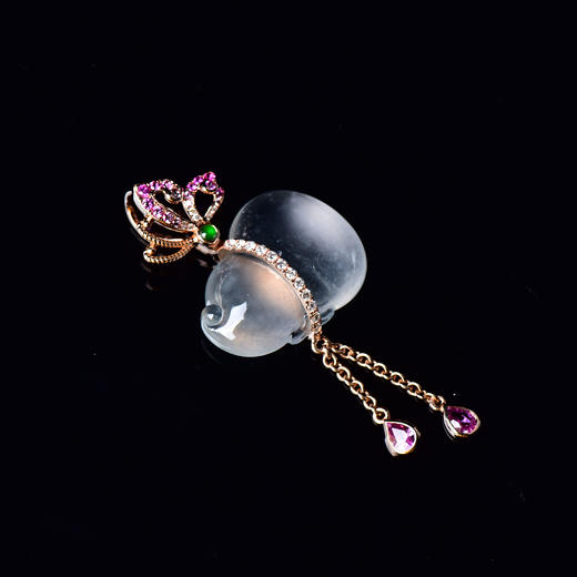 【福上添福】玻璃种白翡葫芦挂坠-GZ12203096 商品图5