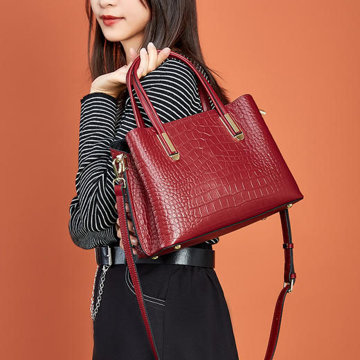 QSL-1569 鳄鱼纹头层手提包2022新款潮气质女士手拎包包女百搭真皮单肩女包 商品图0