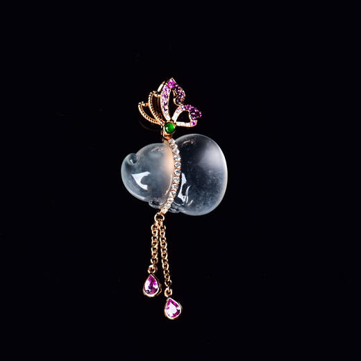 【福上添福】玻璃种白翡葫芦挂坠-GZ12203096 商品图0