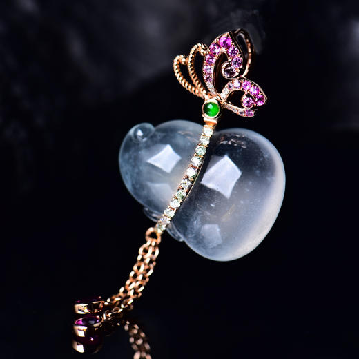 【福上添福】玻璃种白翡葫芦挂坠-GZ12203096 商品图3