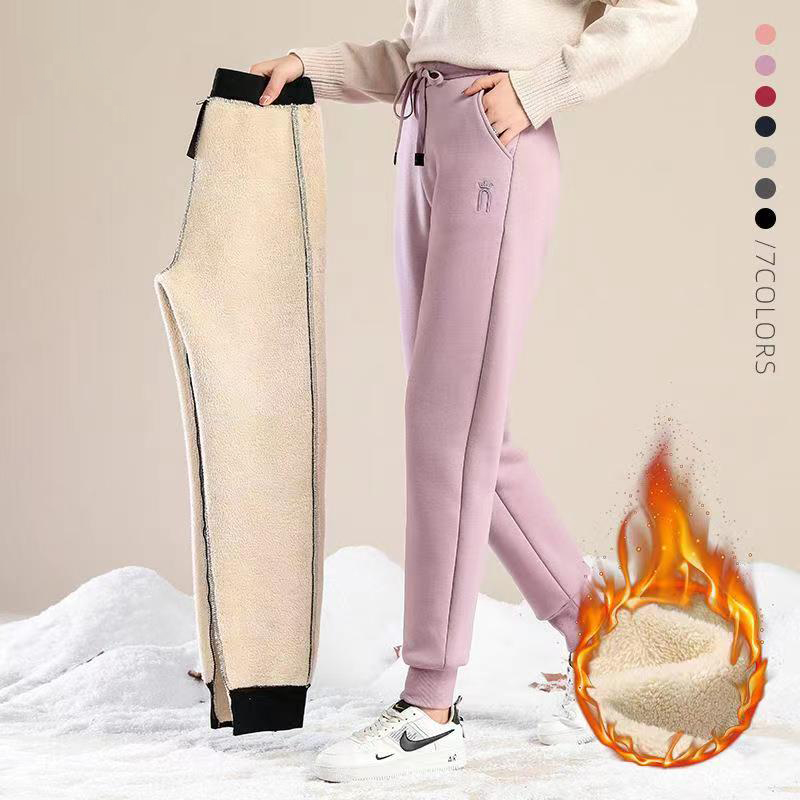 【超保暖抗寒】加绒裤女羊羔绒加厚外穿宽松保暖卫裤运动休闲棉裤潮牌高腰防风 XYL 000 KY202109