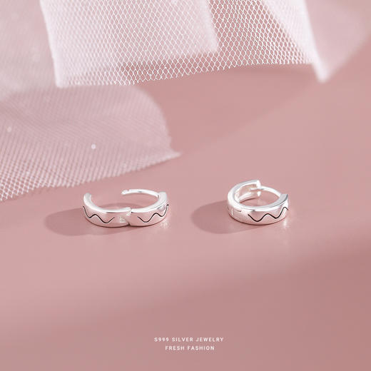 【巧柯】S999银足银简约线条耳扣【YXS-	E2917】 商品图2