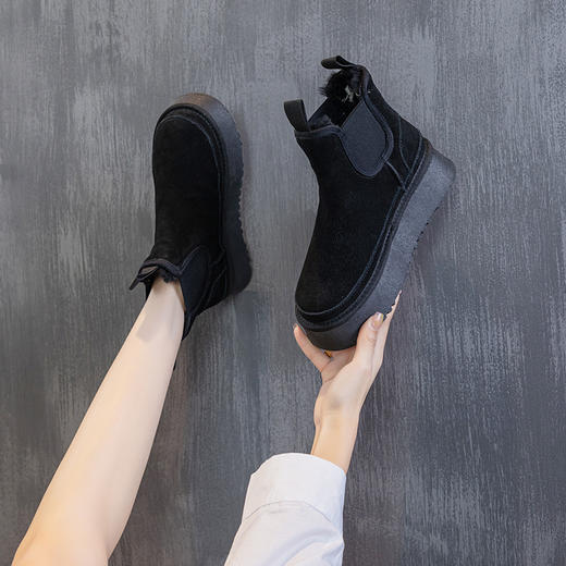 JRJJ-6691冬季新款韩版厚底东北保暖切尔西烟筒雪地靴 商品图2