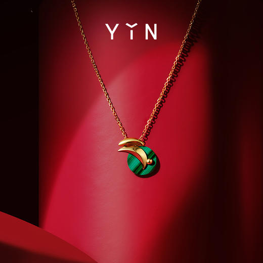 「迎」系列十二生肖-冇兔项链18k金项链孔雀石 商品图4