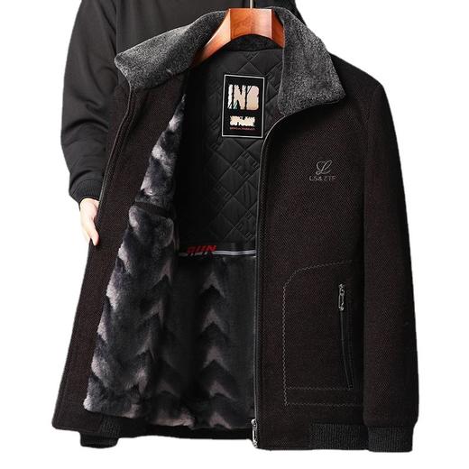 LXJ-YY9043爸爸棉衣雪尼尔中年男士棉袄服中老年人毛呢爷爷秋季冬装加厚外套 商品图3