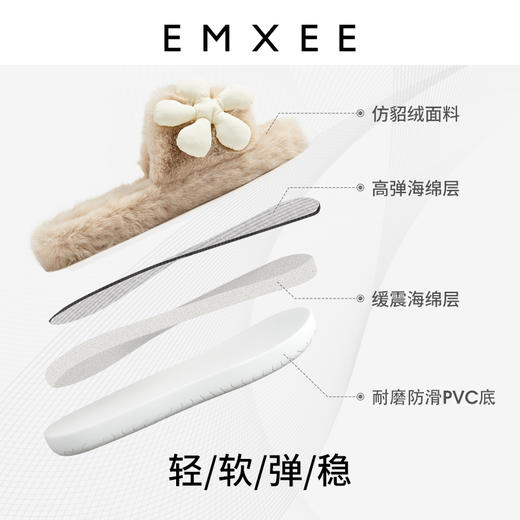 【母婴用品】U+EMXEE嫚熙棉拖鞋女家居花朵毛毛拖2022新款棉拖鞋 商品图3