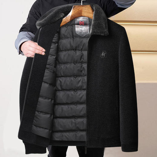 LXJ-YY9043爸爸棉衣雪尼尔中年男士棉袄服中老年人毛呢爷爷秋季冬装加厚外套 商品图0