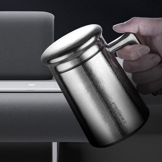 飞剑云动/420ML真空保温杯办公杯带手柄高档双层钛泡茶水杯 商品图6