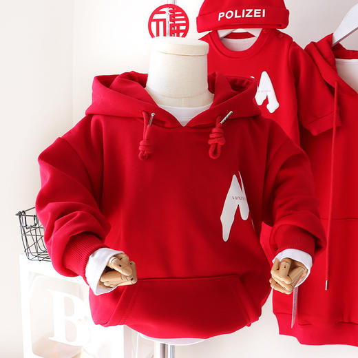 【亲子卫衣系列拜年服 像被窝一样暖 这个冬天全家一起快乐】抖音亲子装2023兔年本命年拜年服红一家三四口全家福母女母子婴儿 商品图3