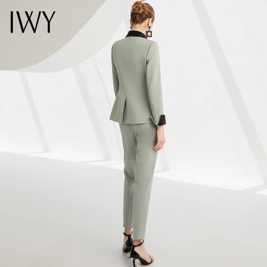 IWY/职业装绿色西装套装女高端主持人西服正装新款时尚气质女神范223212C1+223212P1 商品图3