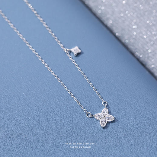 【寄风】S925银四叶草镶钻冷淡风项链【YXS-A1039】 商品图1